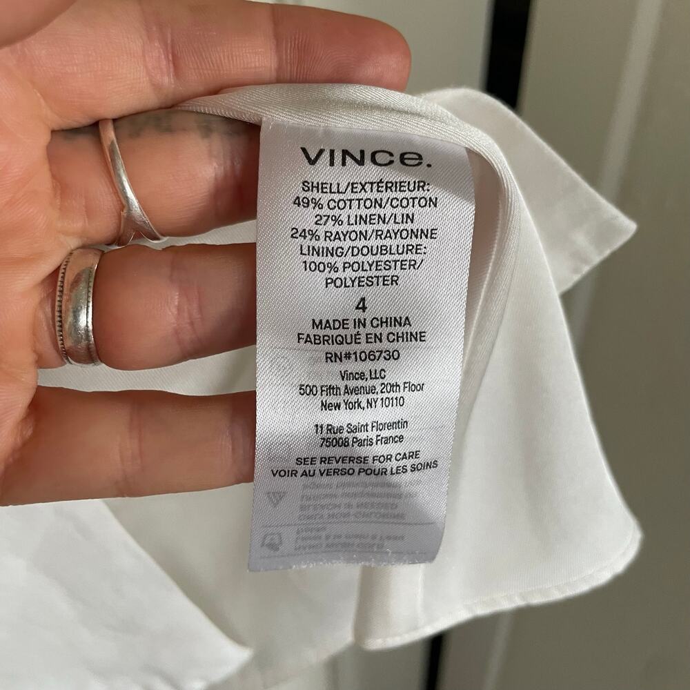 Vince White Linen Blend Cargo Midi Skirt 4 Quiet Luxury Minimalist Resort - Picture 6 of 7